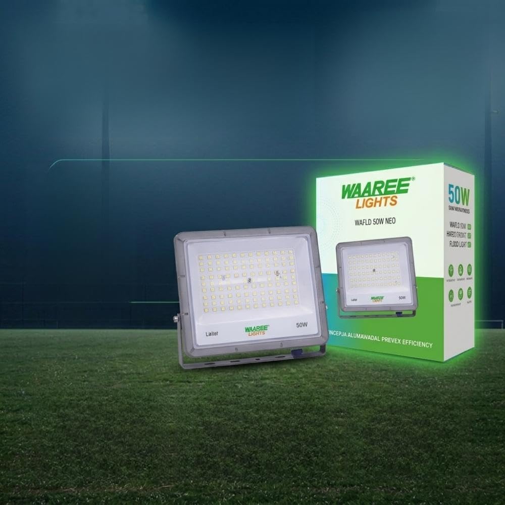 WAAREE 50W LED Flood Light Outdoor Waterproof IP65 | 5000 Lumens High Brightness | Energy Efficient Aluminum Body | Wall Mount Security Light for Home, Garden, Parking, Shop | Cool Daylight 7500K-image-5