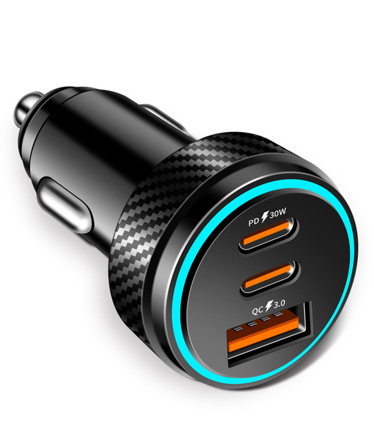 4-Porte Caricatore Auto USB Accendisigari USB Caricabatterie, 78W Caricabatterie Auto Cellulare Dual PD+QC3.0 Adattatore con LED, Compatibile con iPhone, Android, Samsung (Doppio PD)