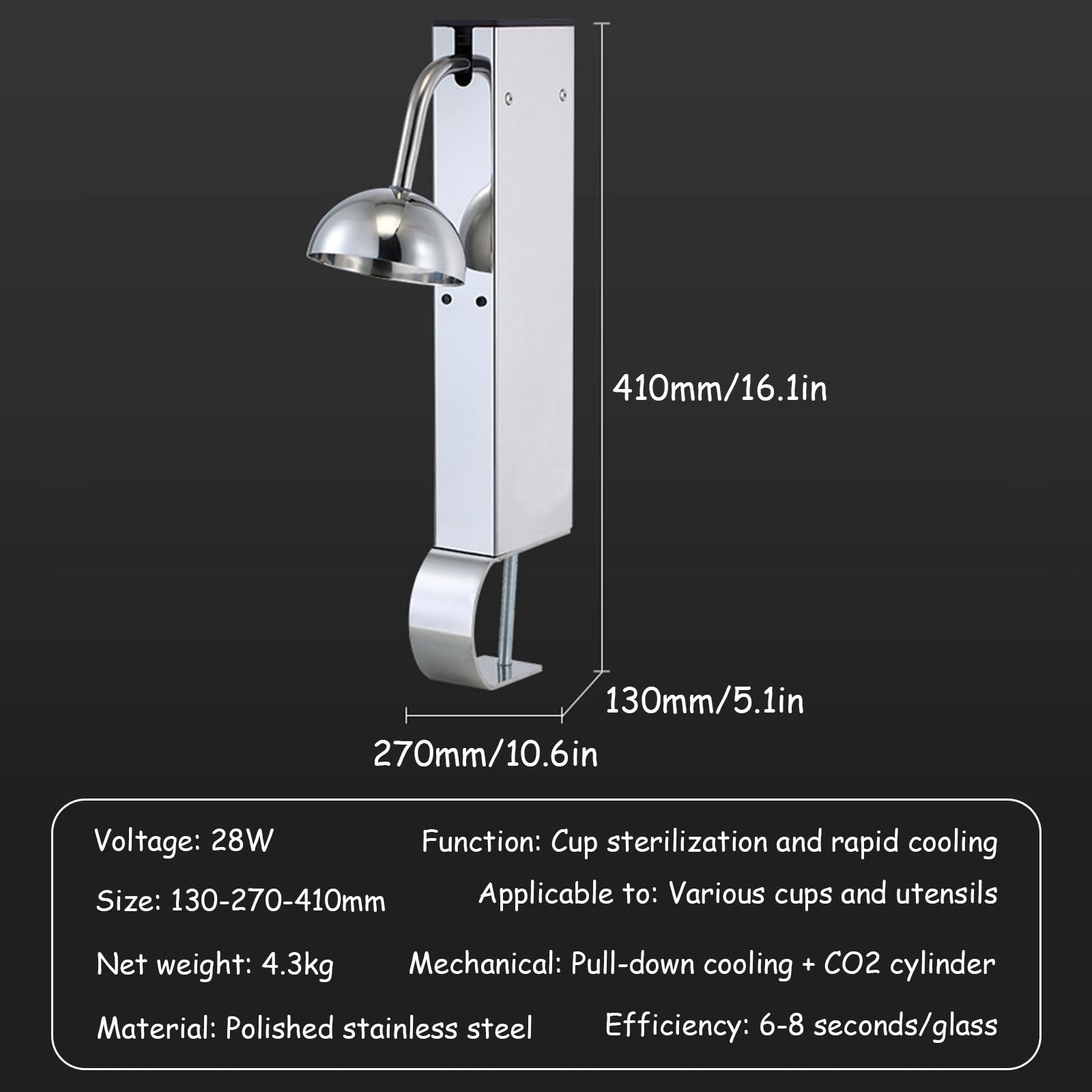 Instant Glas Froster Chiller mit Multicolor LED Licht, Mini Glas Chiller, Gefriert Gläser auf -45 ° C, für Bars, Restaurants, Clubs, Hotels