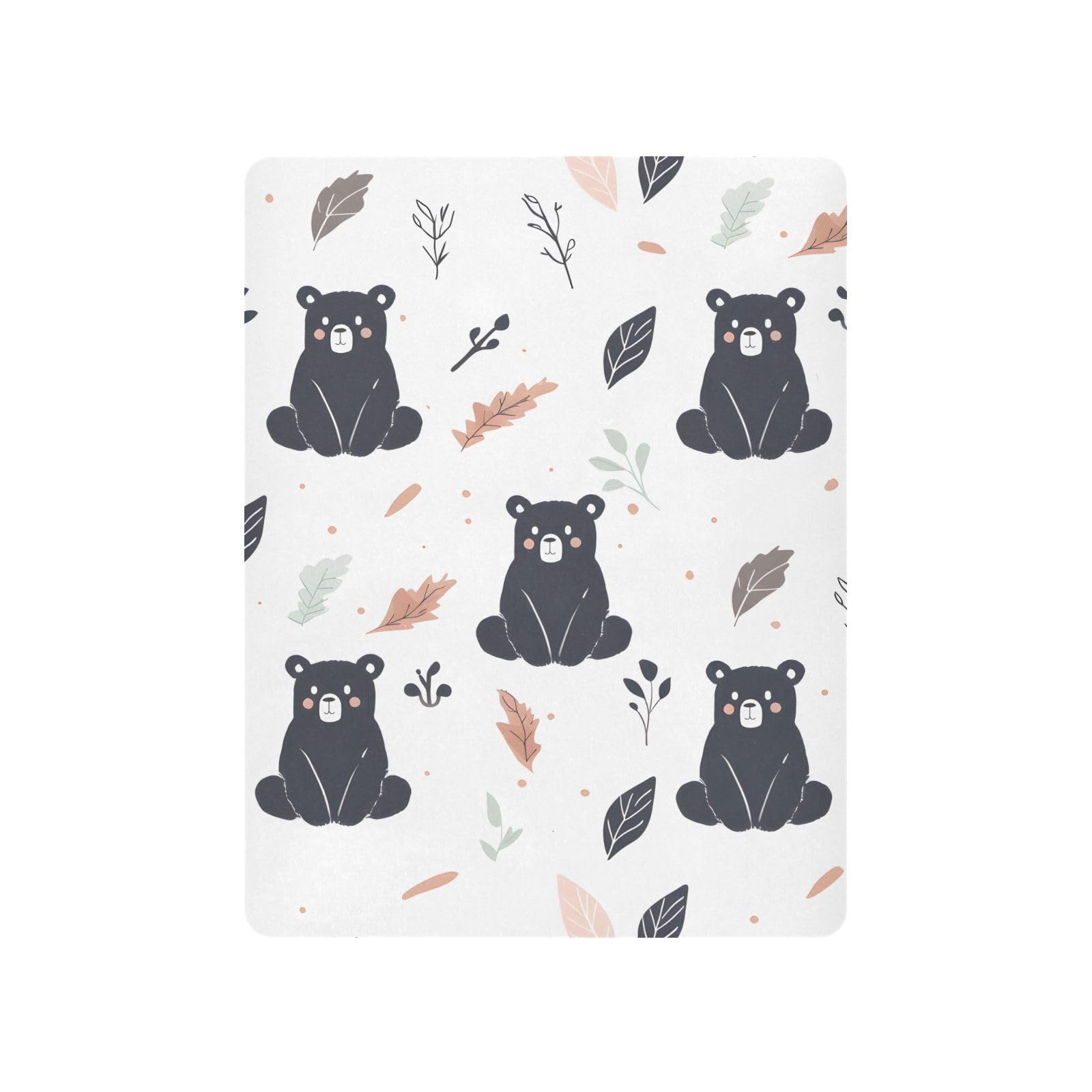 JIPONI Bears Leaves Soft Playard Sheet- Pack & Play Sheets Fitted, Breathable Mattress Cover for Standard Size Play Yard, 39’x27’x5’