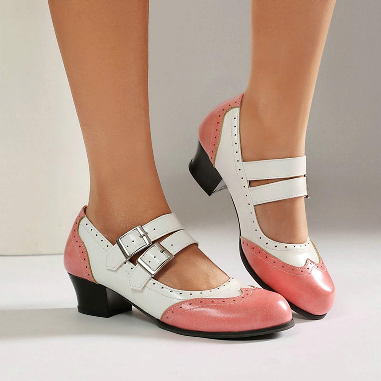 Damen Mary Jane Breite Füße Dirndl Schuhe Oktoberfest Schuhe mit Riemchen Damenschuhe Oktoberfest Spangenpumps Klassisch Sandaletten Weite H Keilpumps
