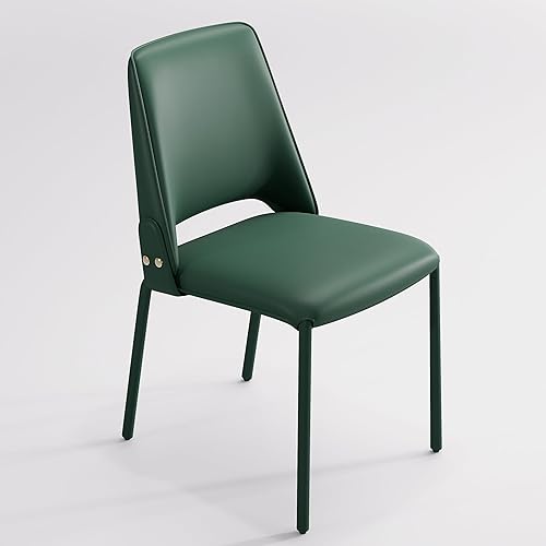 Vista 9 de YOUNIKE Black Luxury Modern Dining Chair Upholstered Faux Leather Comfy Kitchen Chair Single Armless Dining Room Accent Chair with Back for