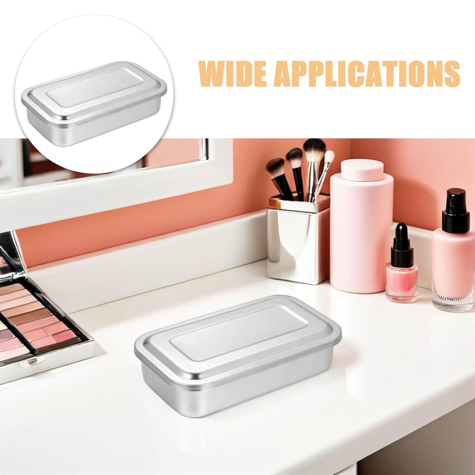 Tofficu 2 Piezas Bandeja de Esterilización de Acero Inoxidable con Tapa para Almacenamiento de Herramientas de Manicura en Entornos Diarios y Laboratorios