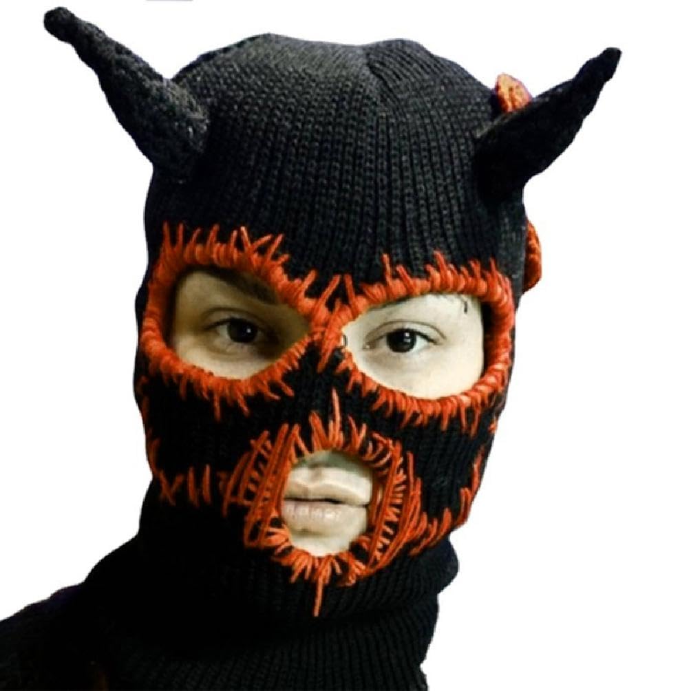 Bonnet cornes de diable avec masque de ski pour un style d'Halloween unique