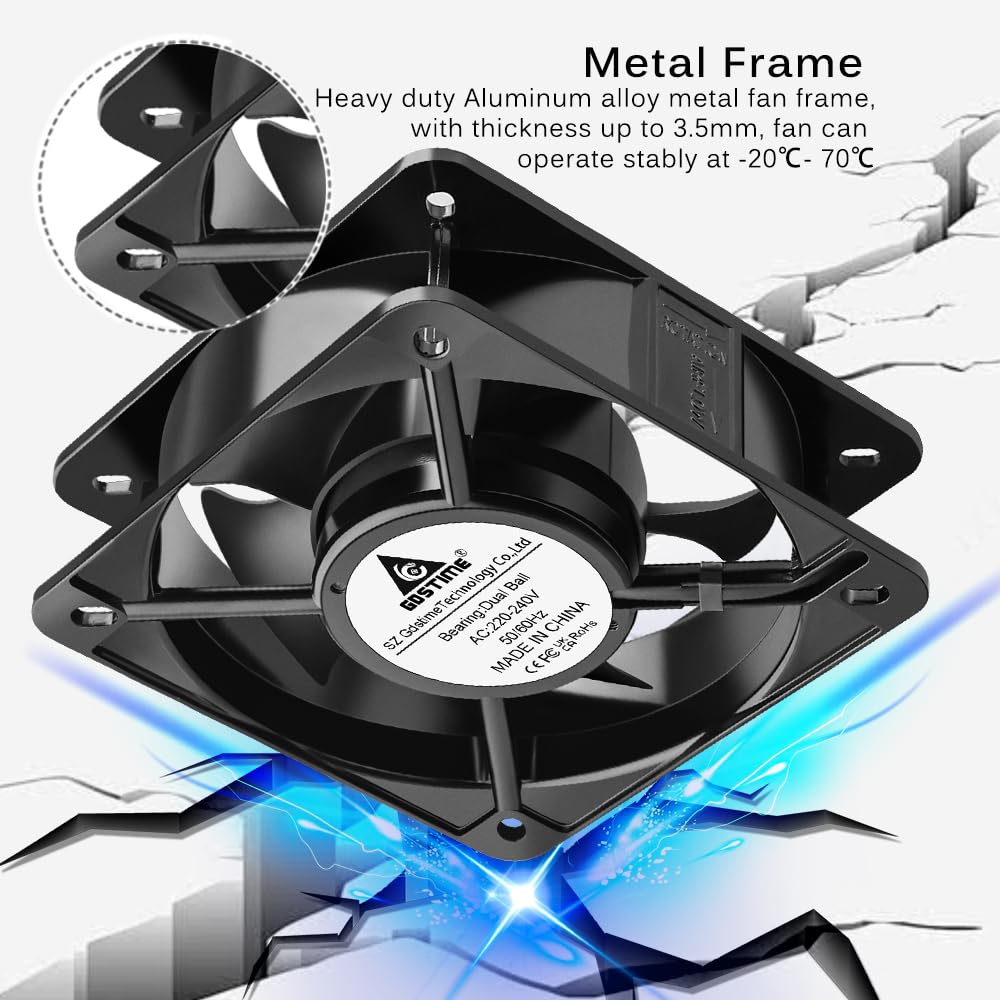 GDSTIME Ventilateur axial 220 V CA 120 mm 120 x 38 230 V double roulement à billes