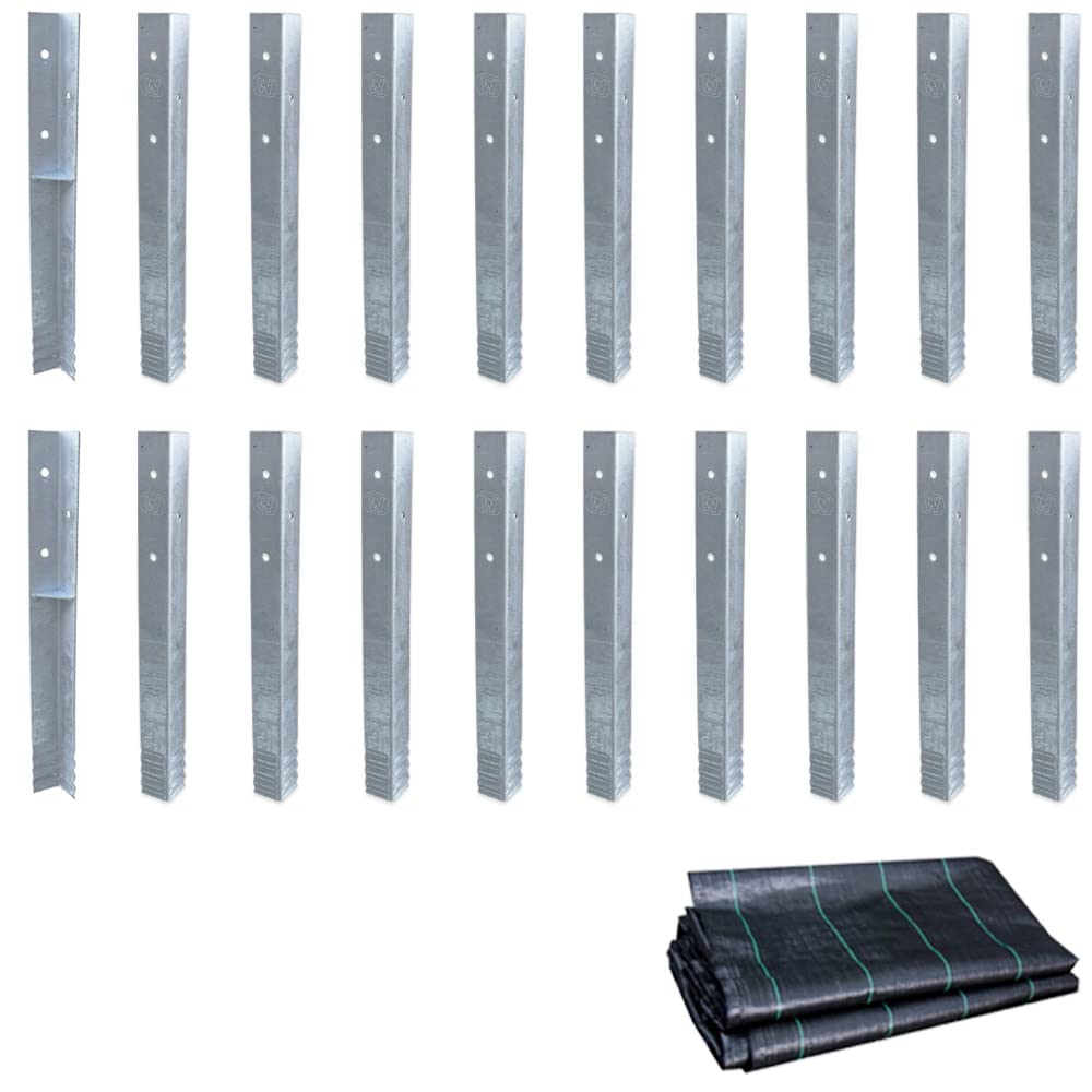 Kit D'ancrage Au Sol Pour Tour De Jeu, Balançoire - Ancrages Galvanisés + Toile Anti-mauvaises Herbes 250x250 Cm