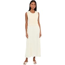 Liverpool Los Angeles Women's Sleeveless Crew Neck Tie Back Sweater Woven Dress