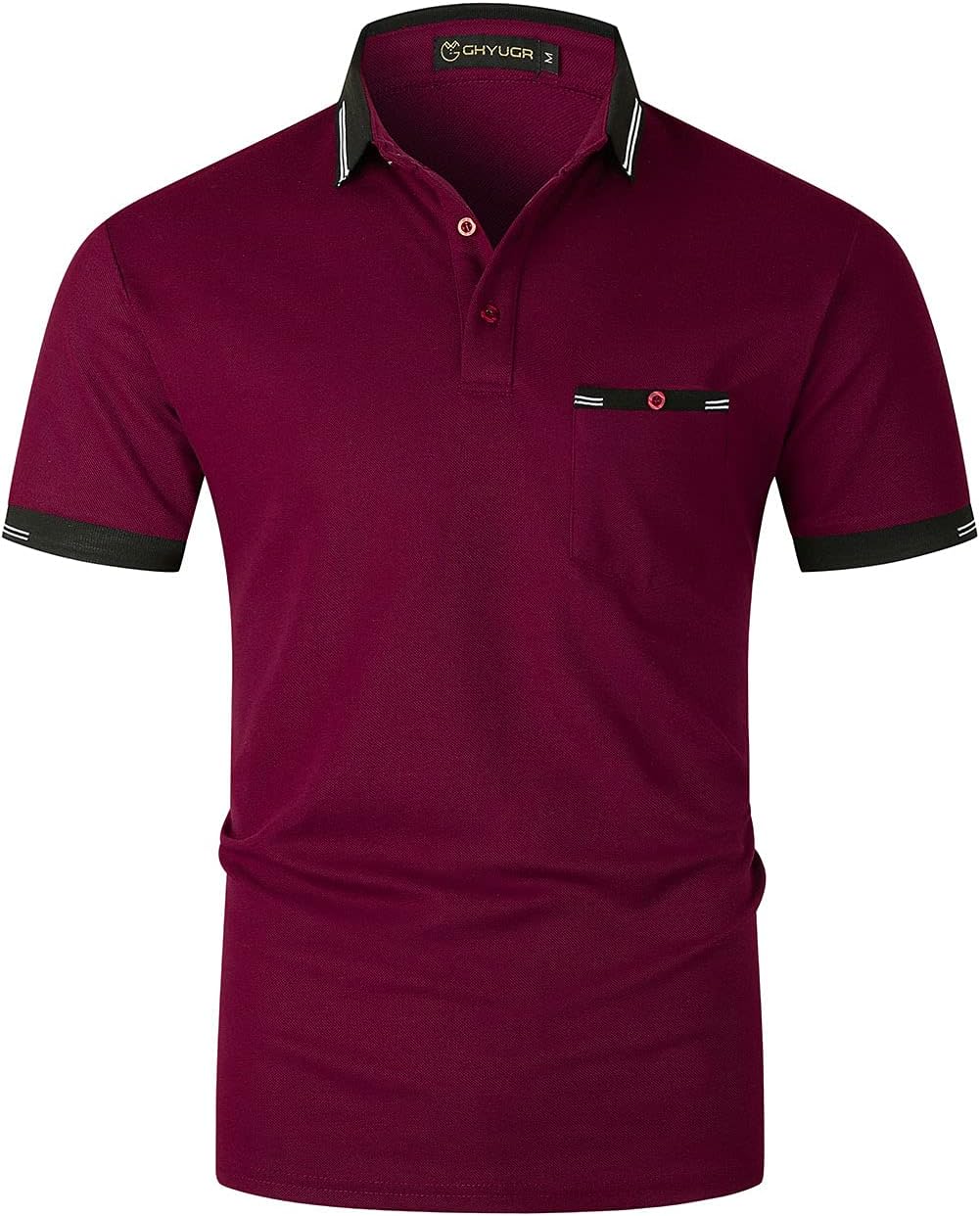 GHYUGR Men's Polos Short Sleeve Contrasting Colors Golf Tennis Polo Shirts