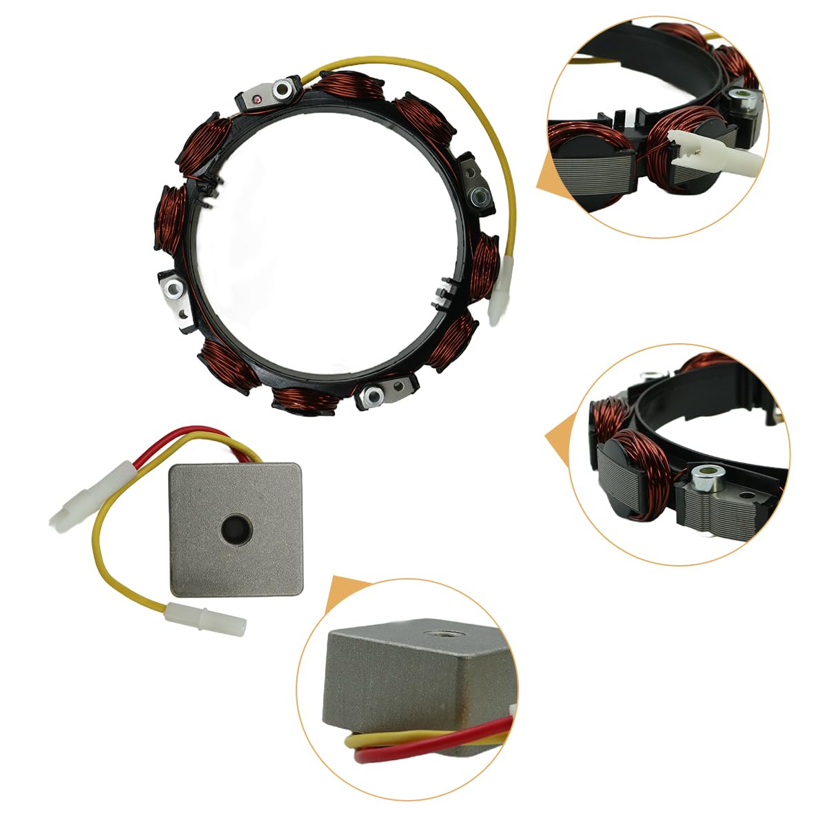Ludom 592829 Alternateur à trois circuits ou 5/9 ampères avec régulateur de tension régulé 794360 pour moteurs de tondeuses à gazon modèles 215802 et 215807