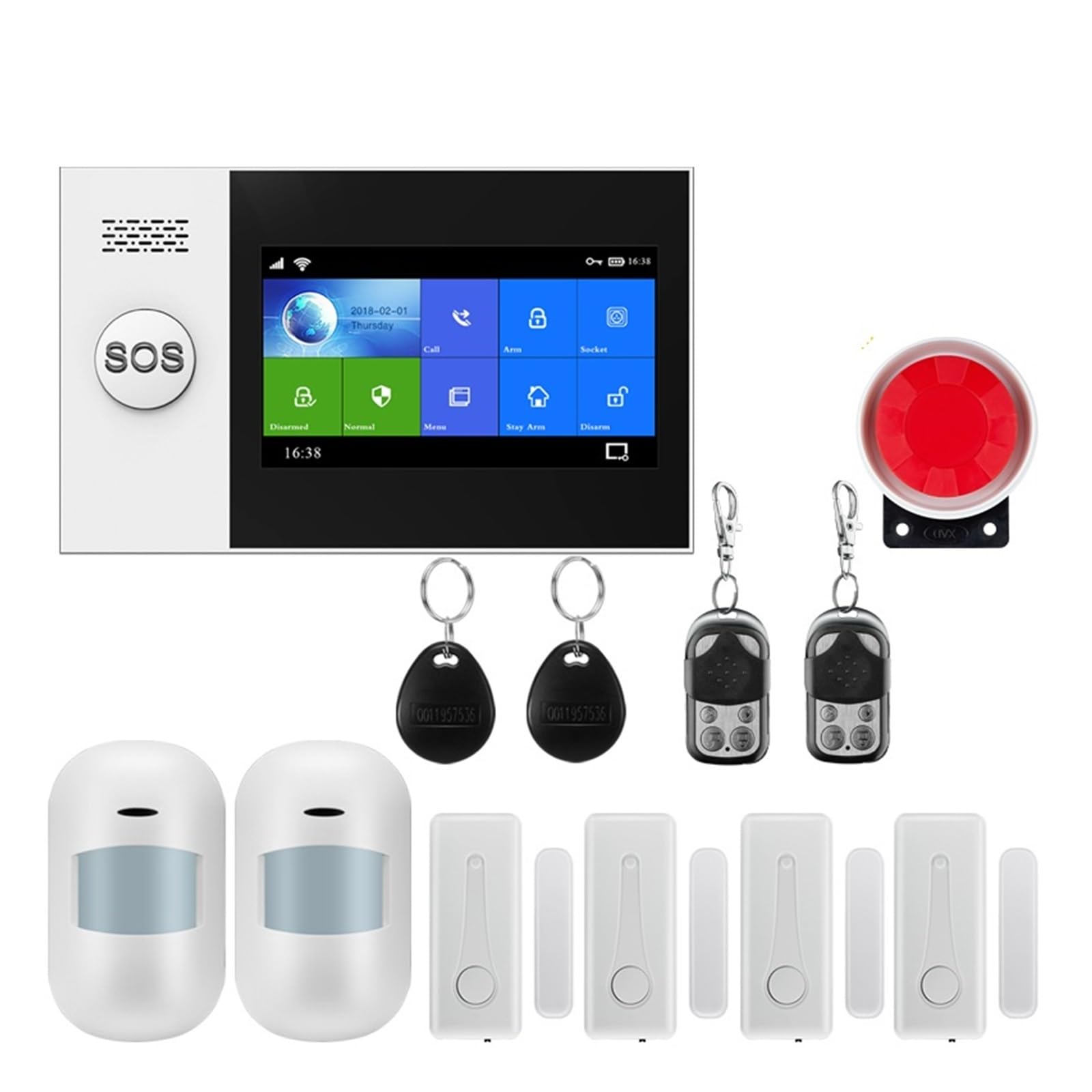 CUDTAPI GSM Home Security Alarm System Smoke Detector Burglar With Motion Sensor For Tuya APP(W4B4)