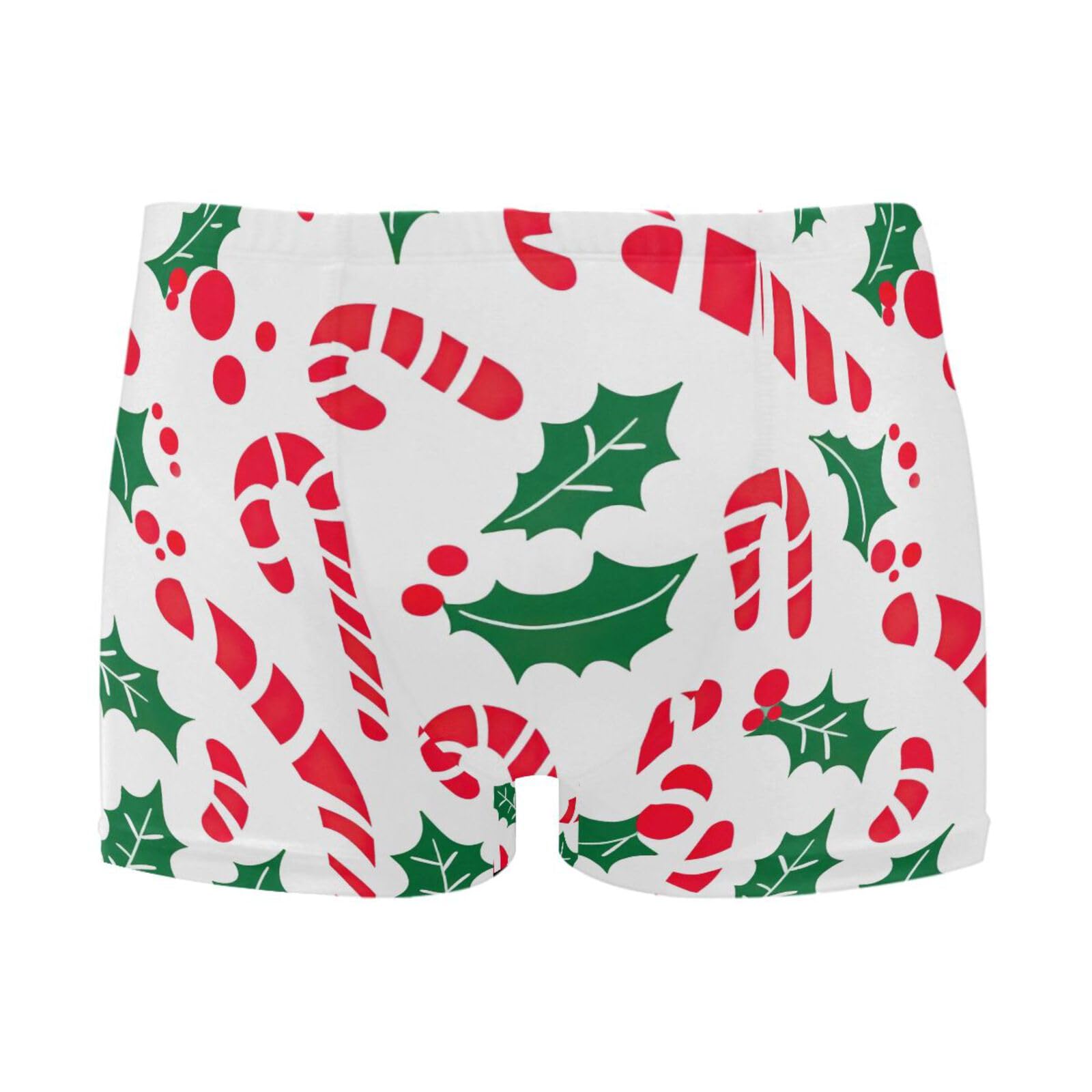 UMIRIKO Men's Swim Briefs Christmas Cane Holly Leaves Swimsuit Swimwear Swim Trunk Square Leg for Men 3XL 202b7084