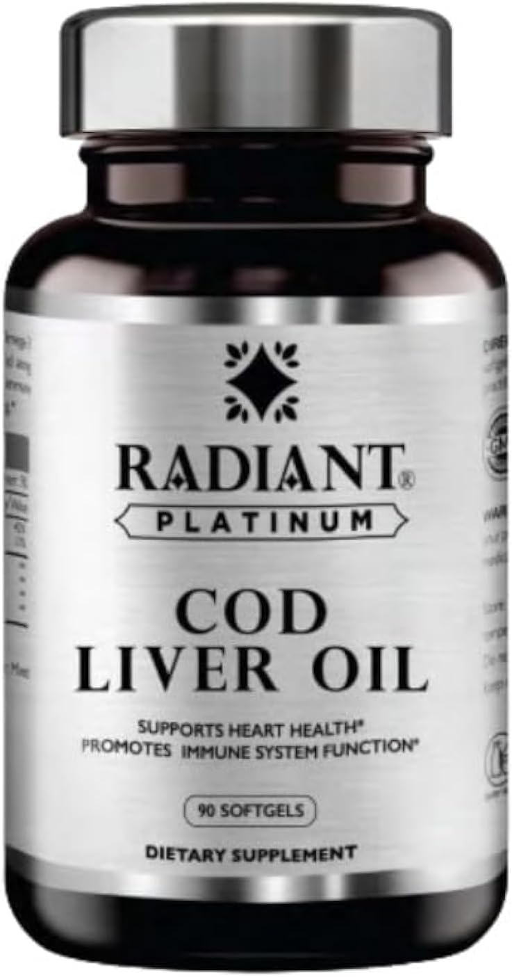 Radiant Platinum Cod Liver Oil | Supports Heart & Bone Health | Promotes Immune System Function | Boosts Immunity | 90 Softgel