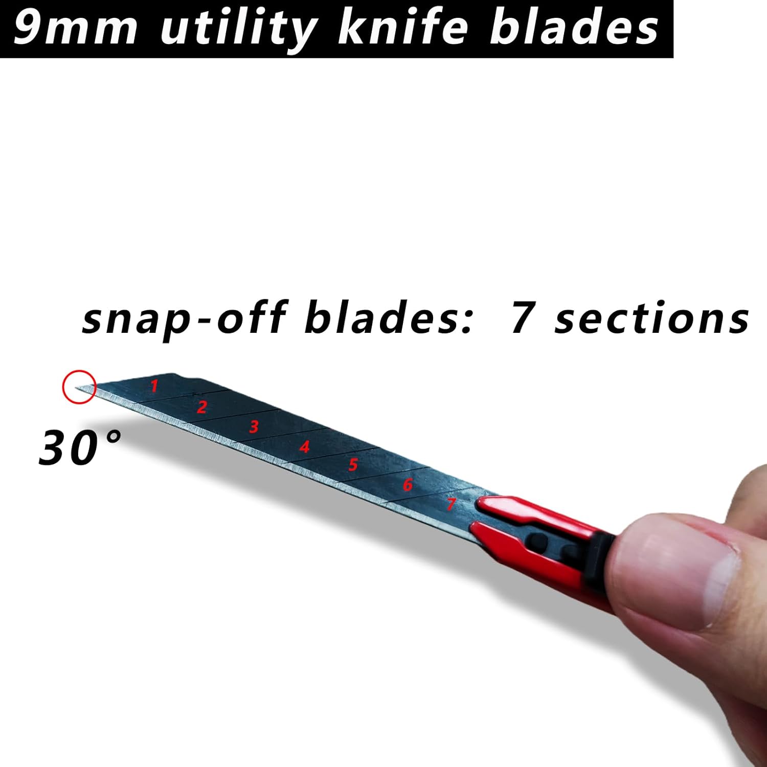 100Pcs Utility Knife Blades 30 Degree 9mm Snap Off Blades,Art Knife Replacement Carbon Steel Blades for Arts,Crafts,Carton,Box,Paper and Window Tint Cutting