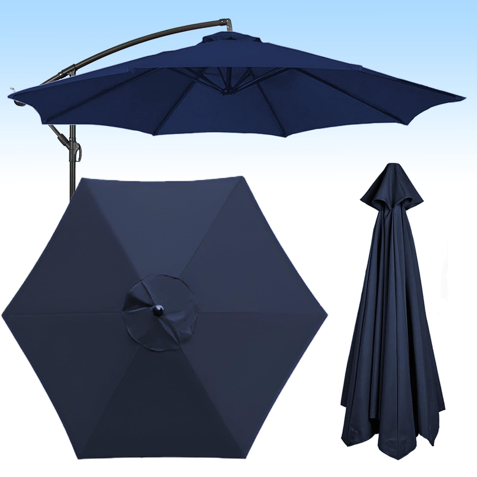 Toile de remplacement for auvent de parasol en porte-à-faux 6 baleines