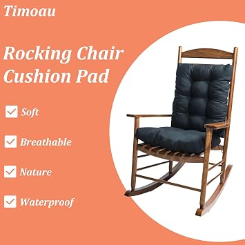 Rocking Chair Cushion Set 2-Piece Waterproof Black