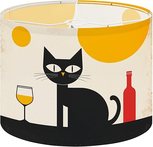 Miniatura 16 de Drum Lamp Shade mid century atom retro 70s vintage Abstract Geometric Circles Lampshade for Floor Lamps Table Lamps Pendant Light 13"x10"