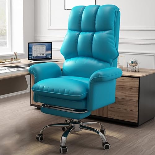 Miniatura 26 de Silla de oficina en casa, ergonómica, sillas de tareas con ruedas, silla de escritorio de piel sintética, silla ejecutiva con altura ajustable