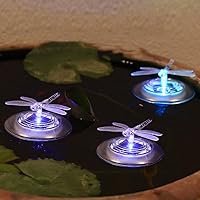 Vista 7 de LIYYA Luces solares flotantes para piscina, luces solares de libélula decorativas al aire libre, RGB que cambian de color, luces solares