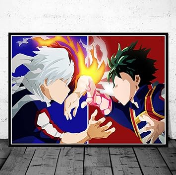 Amazon Co Jp 私のヒーローアカデミアキャンバス絵画1ピースキャンバスアートアニメ絵家の装飾の壁の装飾のためのキャンバスの壁の絵画 映画 50x50cmフレームなし ホーム キッチン