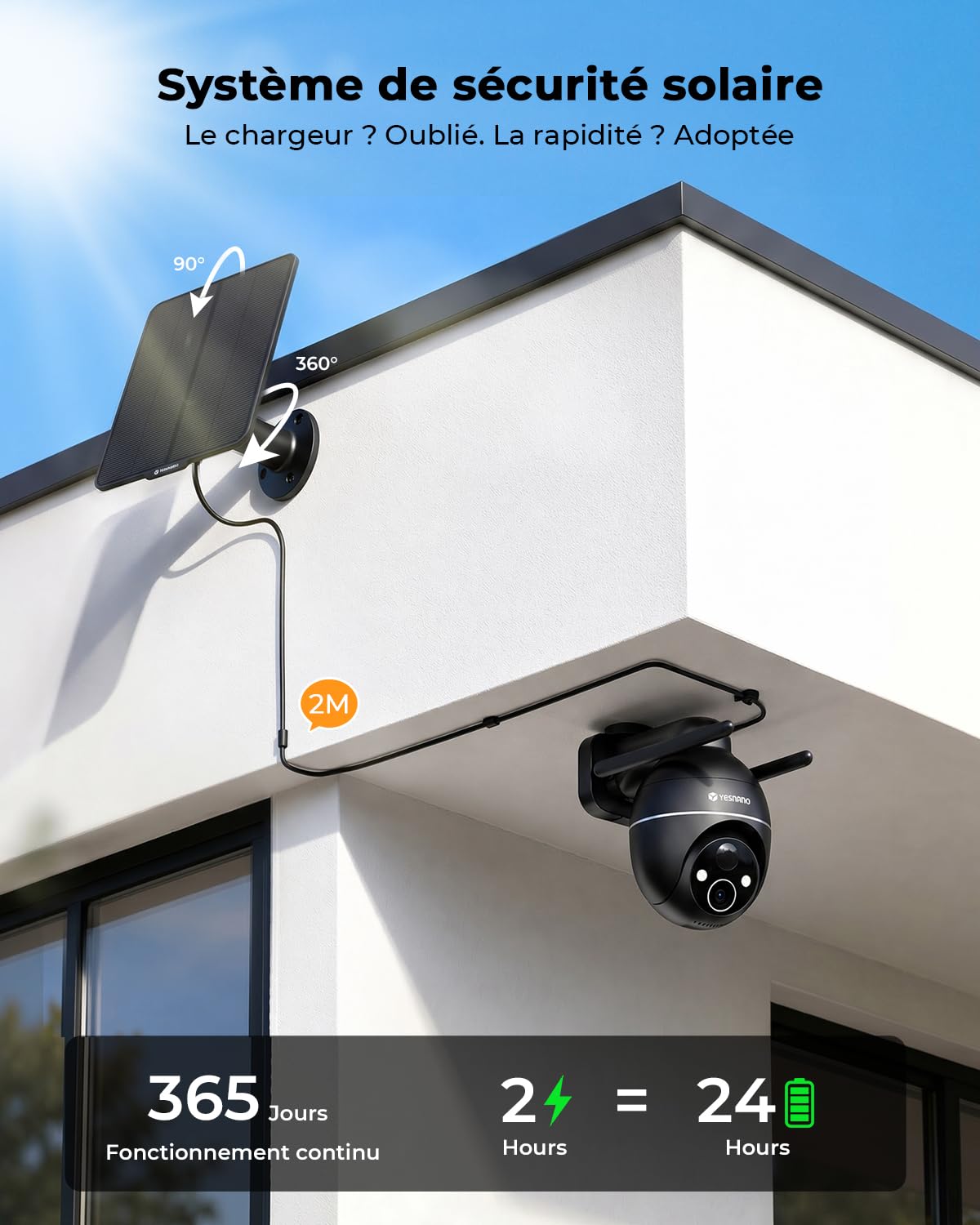 Caméra de Surveillance WiFi 2K sans Fil PTZ 360°