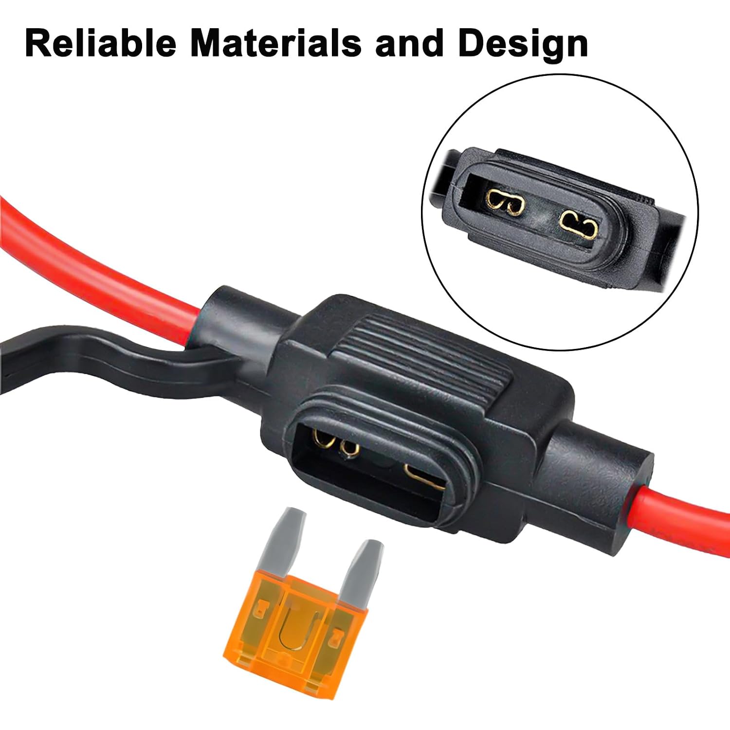 MuHize Inline Fuse Holder, 5 Pack 16 AWG Mini Fuse Holders with 5A ATM Mini Blade Fuses, Waterproof Blade Fuses Holder for Automotive Marine