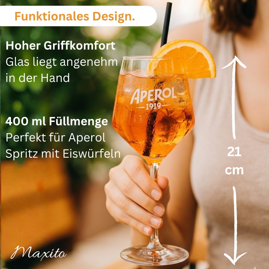 Maxito Aperol Gläser von hervorragender Qualität mit 400 ml im 4er Set als Geschenke für Frauen oder Aperol Geschenk I Aperol Spritz Gläser I Cocktailgläser I Aperol I Hochzeitsgeschenk I Geschenkbox