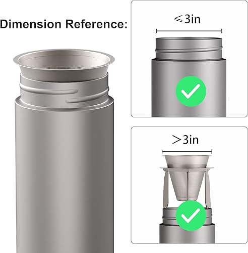 Miniatura 6 de Pour Over Coffee Dripper - Filtro de café de titanio de goteo lento, cono de metal, sin papel, reutilizable, cafetera de una sola taza, 1-2 tazas