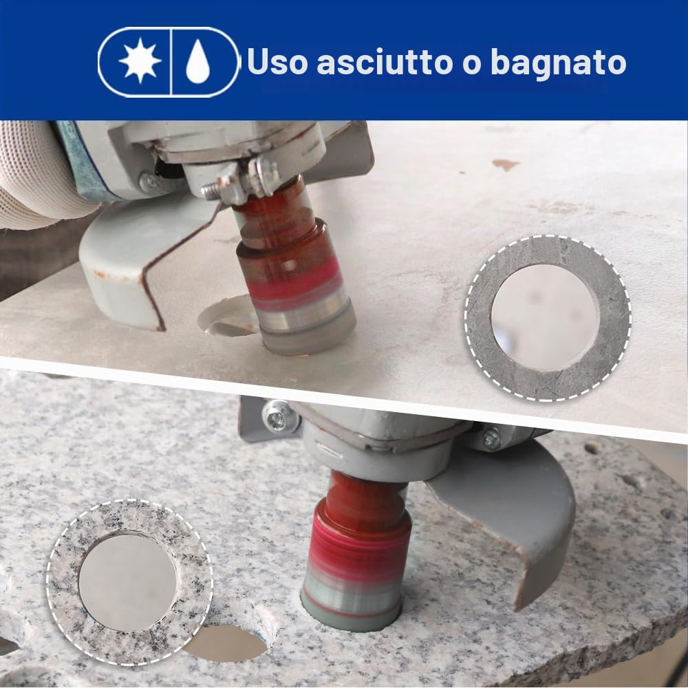 SHDIATOOL Set di Punta per Trapano Diamantata 4 Pezzi 20/25/35/50mm Vacuum Brasato Foretto Diamantato per Porcellana Piastrella Granito Marmo Taglio a Secco