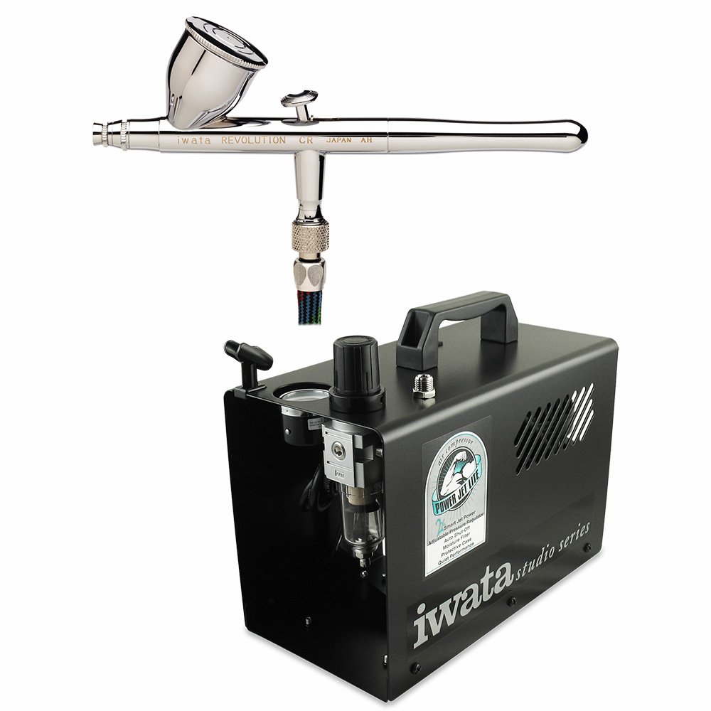Iwata Revolution CR Airbrushing System with Power Jet Lite Air Compressor by