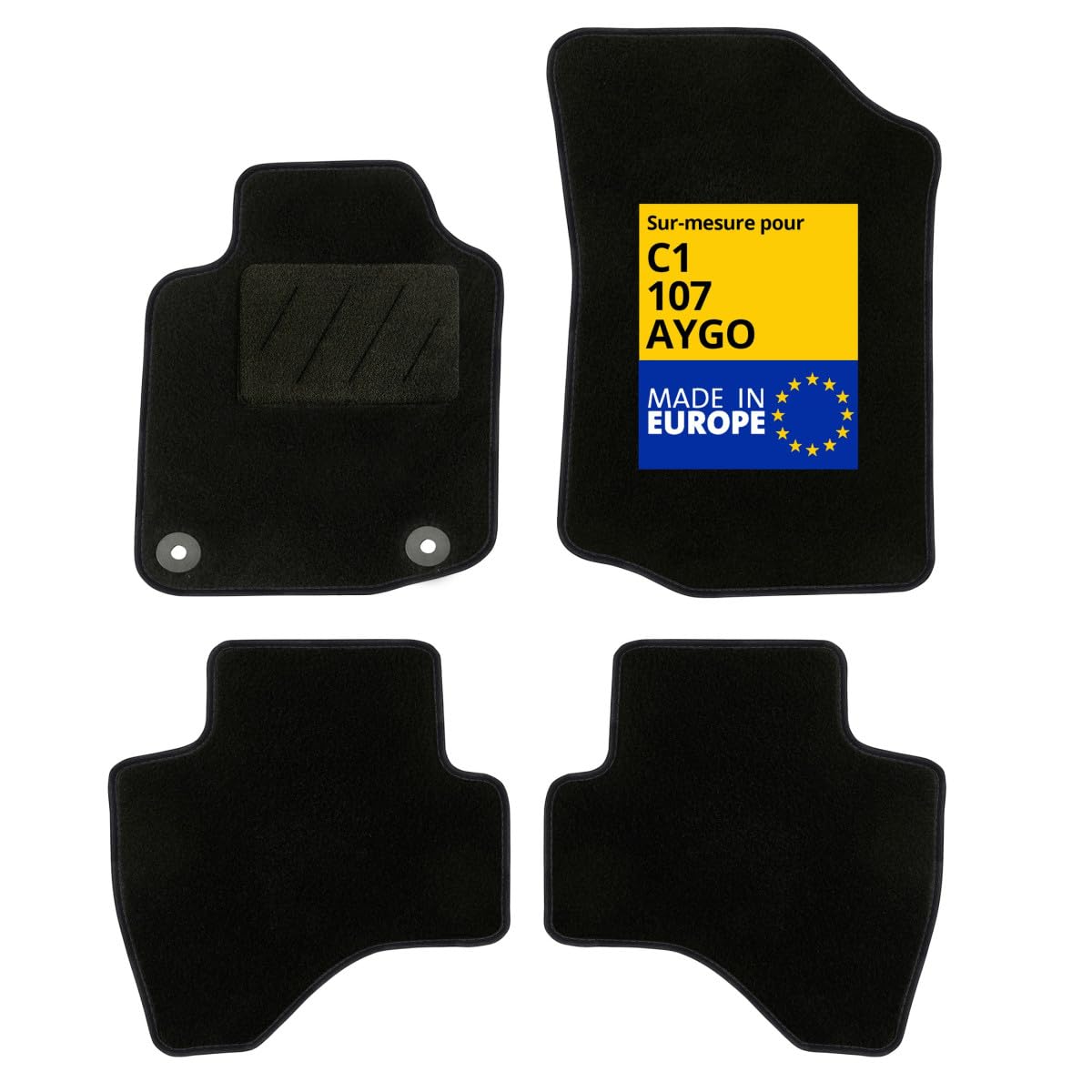 DBS - Car Mats - Tailored for C1 / 107 / Aygo (2005 to 2014) - Car Floor Mats - Galaxy Carpet - 4 pieces