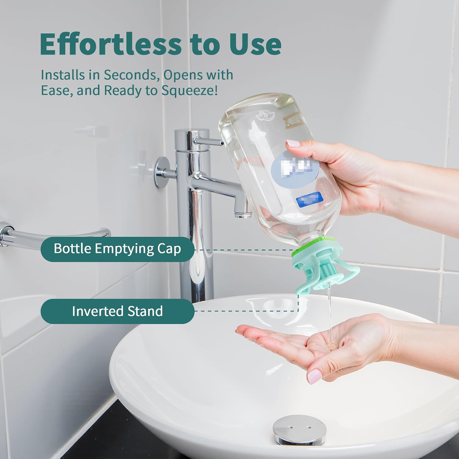 Luvan 2-Pack Bottle Emptying Cap Flip Dispenser Kit for Every Drop Universal Inverted No-Waste Caps for Shampoo Lotion Soap Ketchup Mustard Sauces Space-Saver for Kitchen Bathroom
