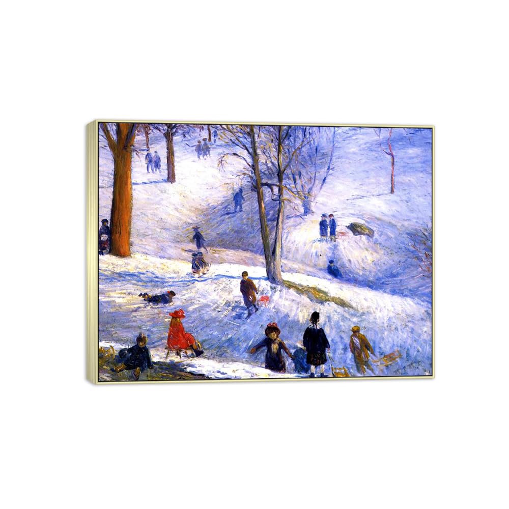 Tableau Sledding William Glackens cadre argenté de qualité supérieure pour décoration salon - 7