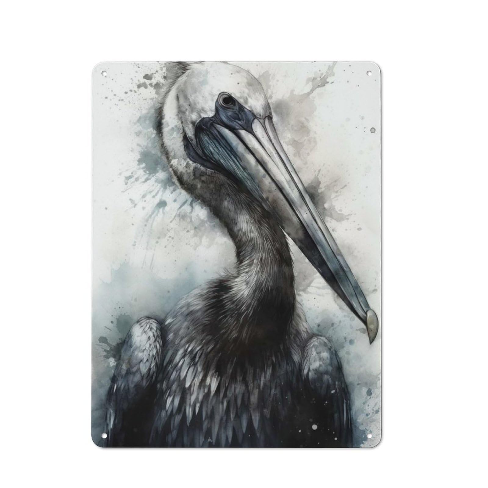 Junmoney Pelican Beauty Watercolor Decorative Metal Wall Decor 40X30cm, Vintage Metal Sign For Hallway, Home Bar, Garage Or Study