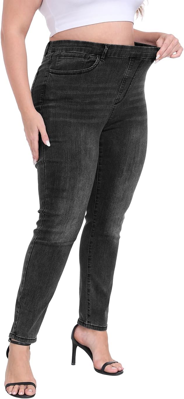 HDE Women's Plus Size Skinny Jeans with Pockets - Image 4