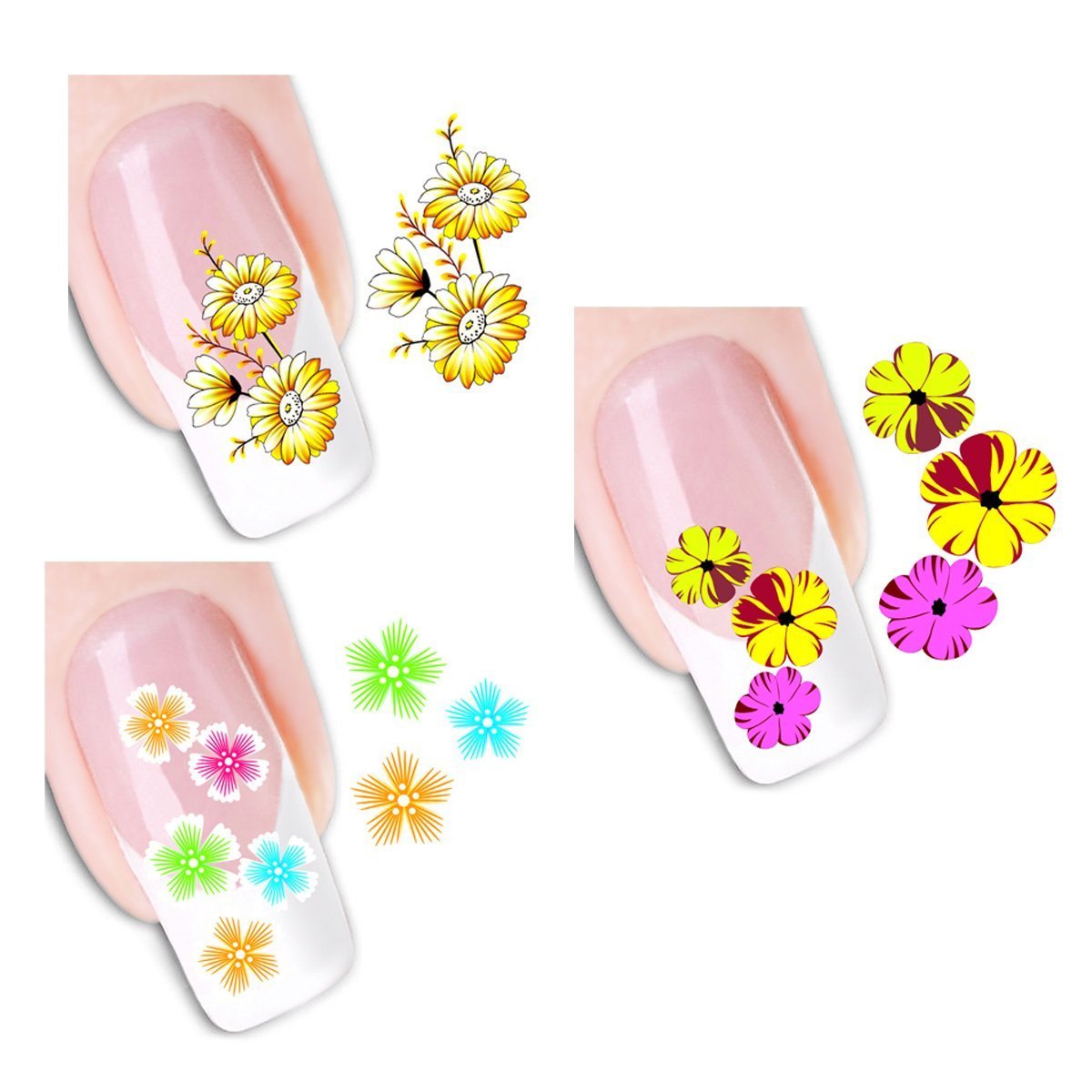 Wrapables Nail Art Wasser-Transfer Aufkleber – 6 Blätter Mit Blumen & Schmetterlingen Für Nageldesign