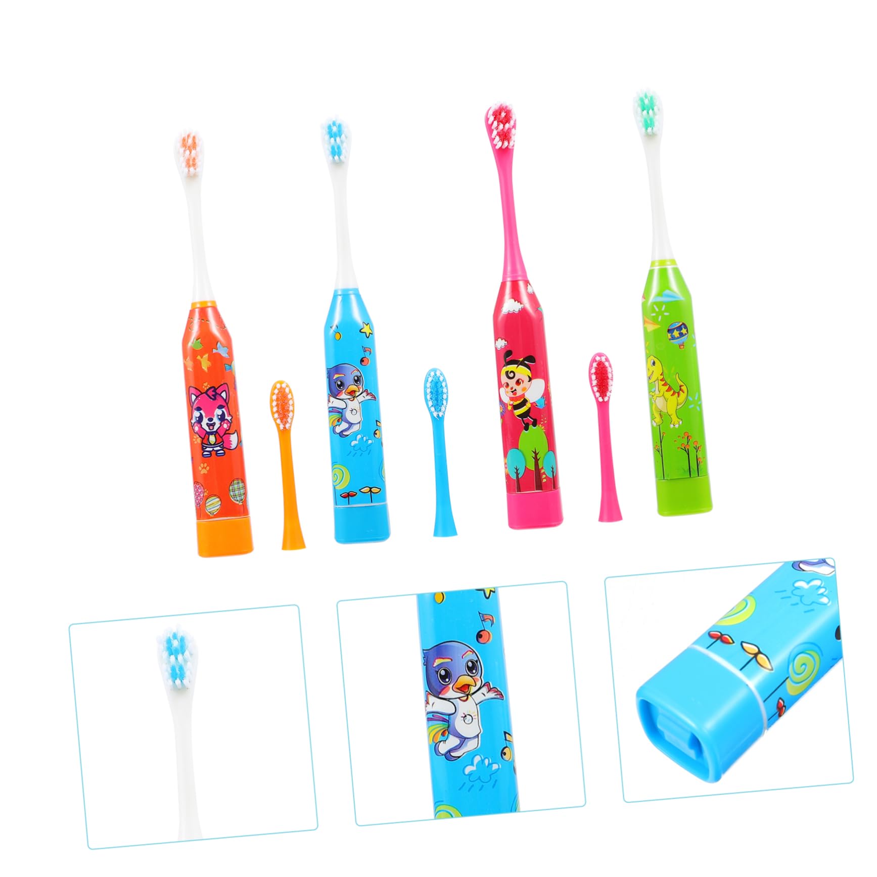 minkissy 8 Pz Spazzolino Automatico Detergente Per La Casa Spazzolino Usb Per Neonati Da Denti Ad Sonore Orale Pulitore Elettrico Batteria a Secco Impermeabile Bambino Abs