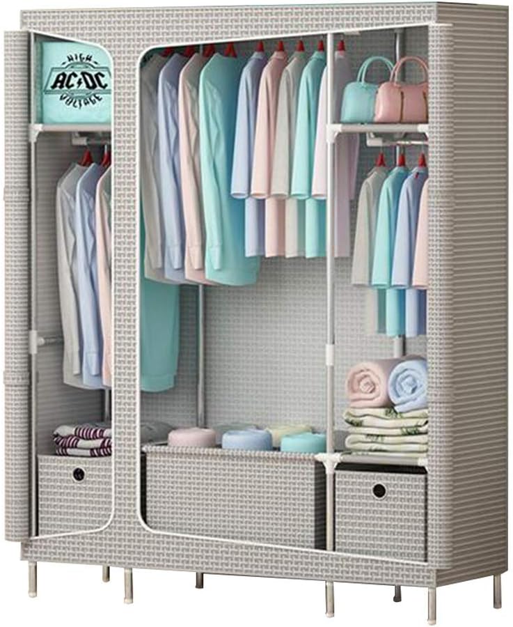Cloth Wardrobe Clothes Closet, Portable Closet Wardrobe Storage Closet Standing Closet Fabric Cabinet Portable Wardrobe,E_128X45X168CM