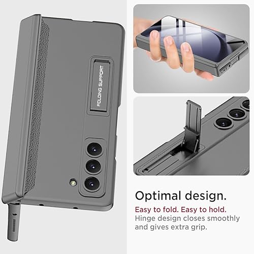 Miniatura 7 de Miimall Funda compatible con Samsung Galaxy Z Fold 5 con soporte, bisagra magnética de protección completa protector de pantalla integrado Funda