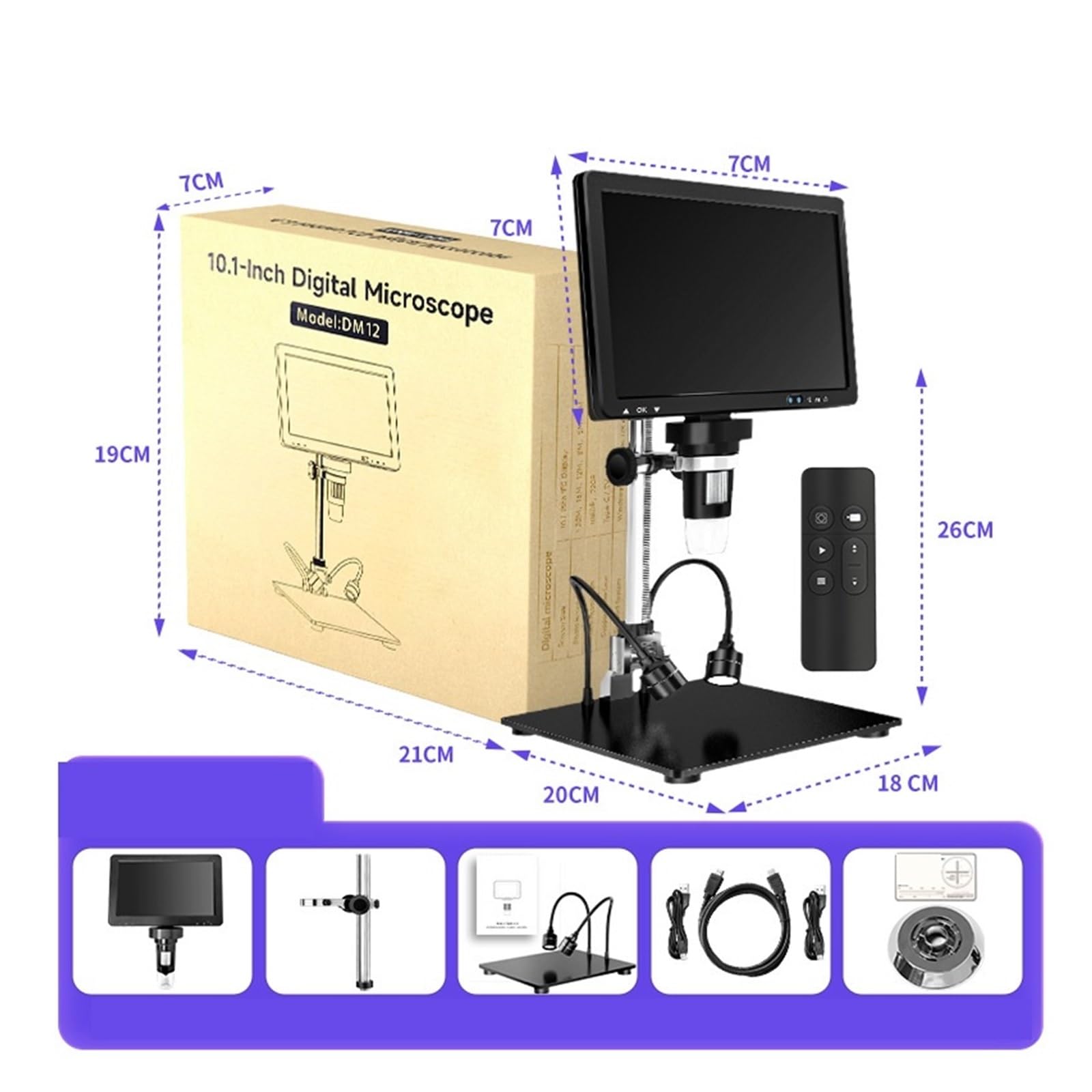 Mikroskop cyfrowy, Mikroskop, 10,1-calowy Luneta Cyfrowa 1500x Z Diodami LED 20 MP