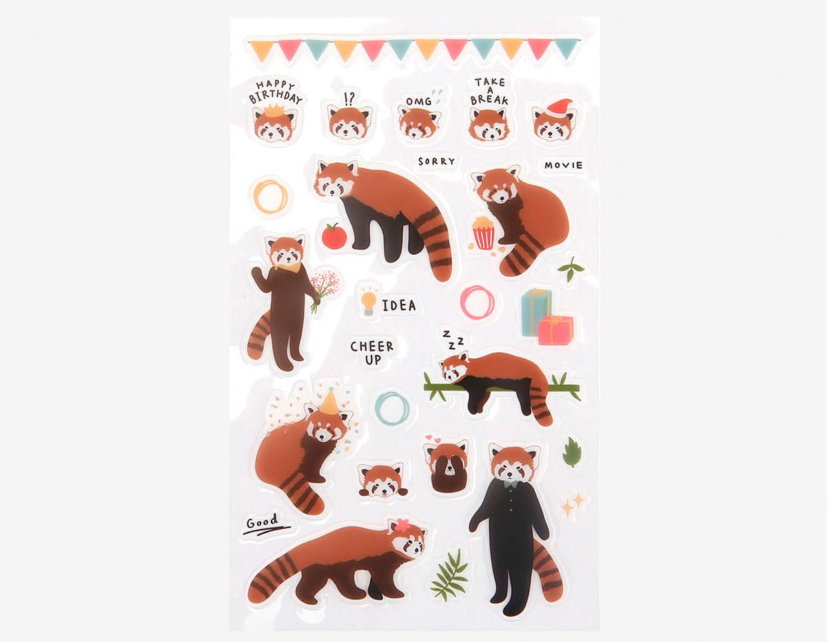 Dailylike Pegatinas pvc daily sticker lesser panda formas y diseños surtidos 9x18,5cm.