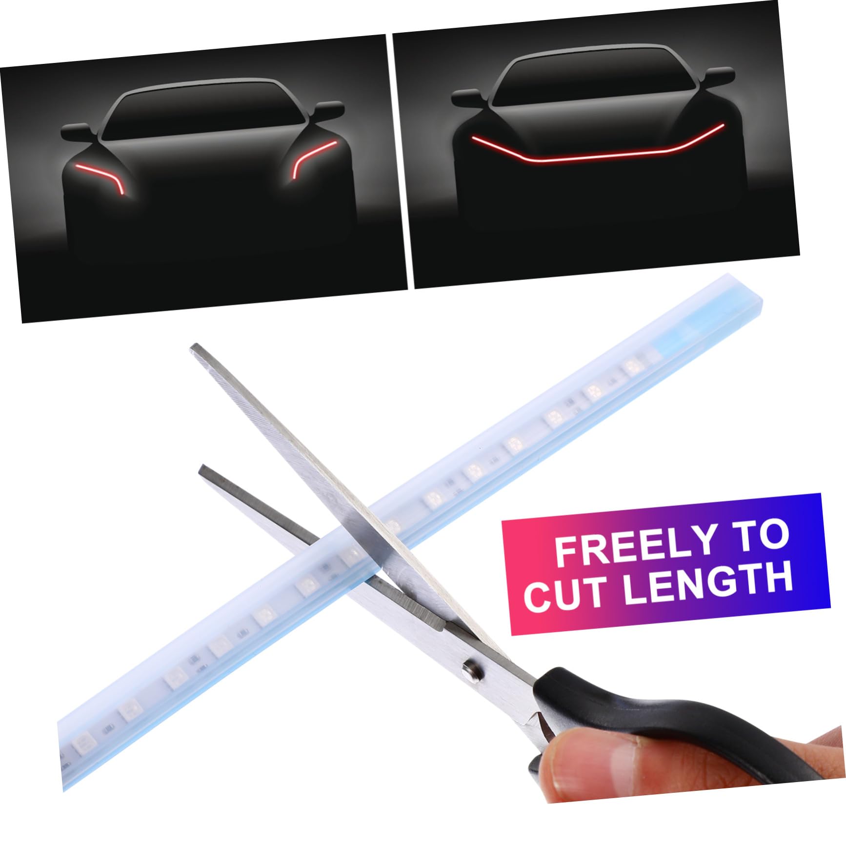 Tira de Luces LED Rgb para Capó de Coche 180cm de Silicona | Control por Aplicación, Color Cambiante, para Conducción Nocturna, Instalación Sencilla