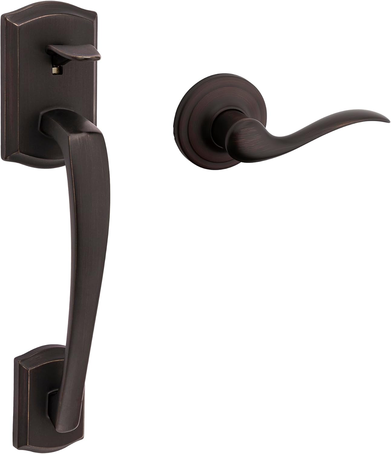 Kwikset Prescott Entry Handleset Venetian Bronze - Non-Locking Front Door Handle with Interior Lever & Microban Protection