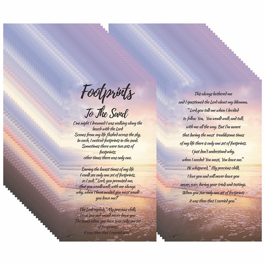 Kerosly 200 Pcs Christian Inspirational Cards Footprints in the Sand – Double-Sided Bible Verse Prayer Cards, Religious Encouragement Cards for Gifts, Church Outreach, Daily Devotion