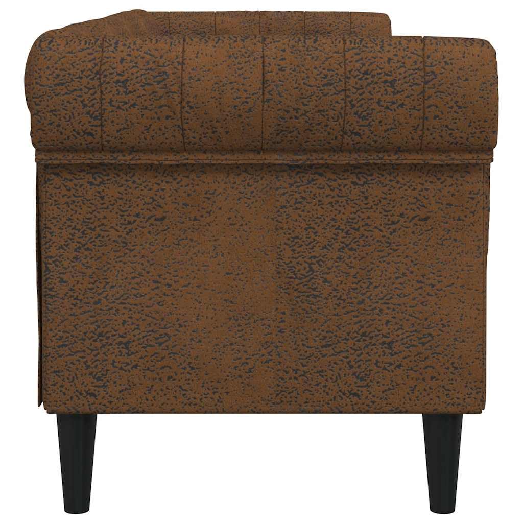 Sofá Chesterfield de 3 plazas Tela marrón