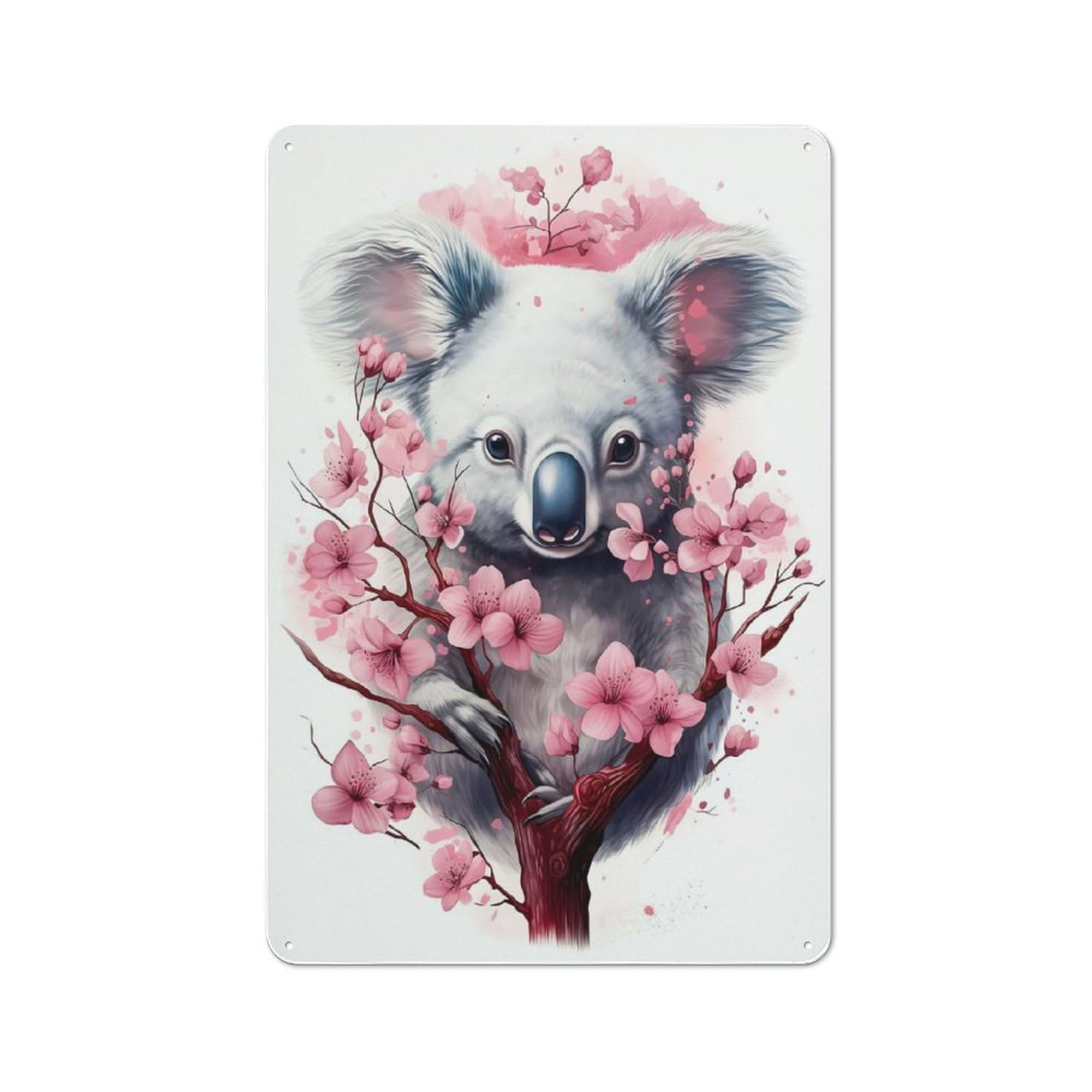 Junmoney Style-1 Cherry Blossom Koala Rustic Metal Sign 30X20cm For Garden Room Or Summerhouse, For Summerhouse Decorators