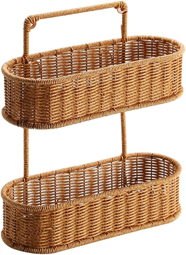 Wall Hanging Basket Imitation Rattan Knitted Basket Household Kitchen Storage Basket Kitchenware Hanging(Small)