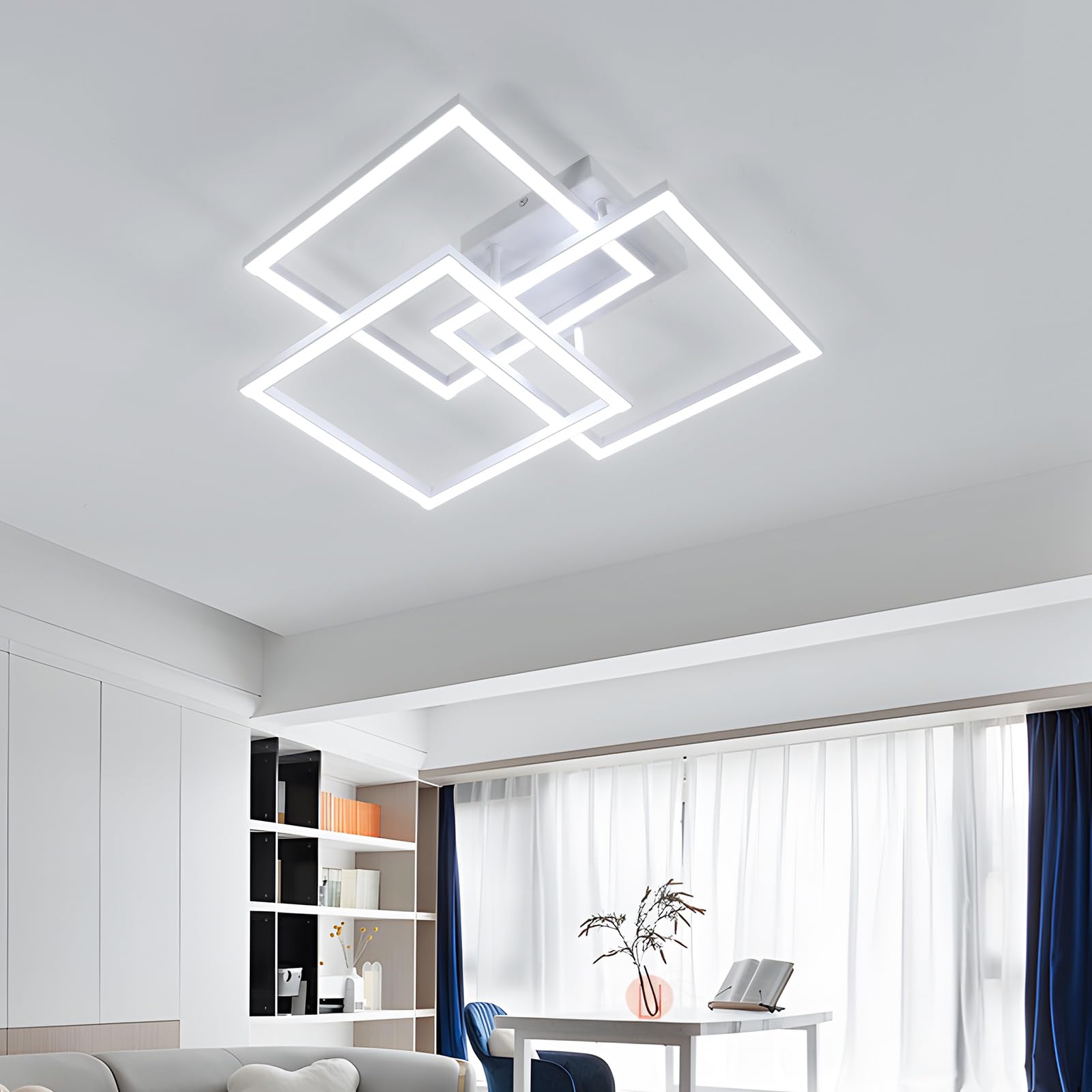 DELIPOP Moderna Lámpara de Techo 40W 4500LM 6500K Plafon Led techo Cuadrado | Luz de techo led Blanca Para Dormitorio Salon Comedor, 62cm