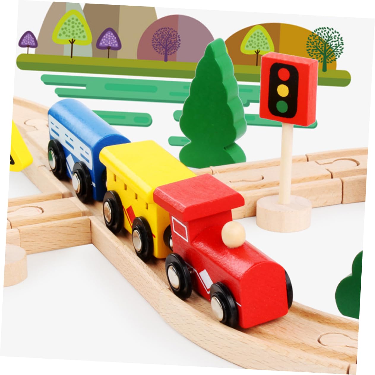 1 Set Di 32 Pezzi Puzzle Giocattoli in Legno Di Faggio Vagone Ferroviario Giocattoli Educativi Puzzle Per Bambini