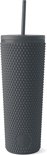 Miniatura 2 de Simple Modern Vaso de plástico mate con tachuelas con tapa y pajilla, reutilizable, sin BPA, vaso de batido de doble pared para café helado, regalos