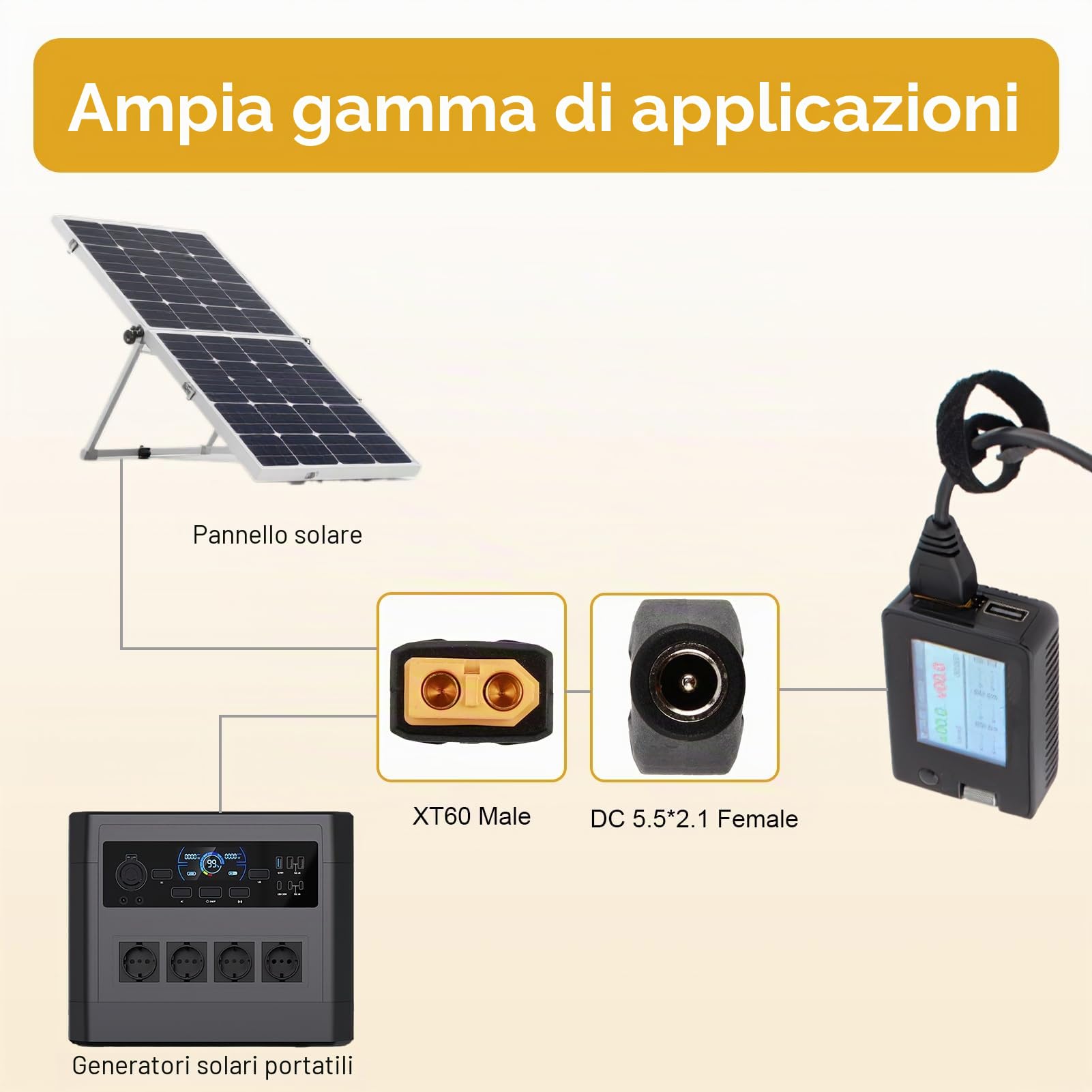 2 Pezzi Adattatori da XT60 a DC5521, Connettore XT60 Femmina a DC 5,5mm x 2,1mm Femmina Senza Filo, XT60 a DC Adattatore Impermeabile per Saldatore TS100 Monitor FPV Drone RC LiPo Pannelli Solari